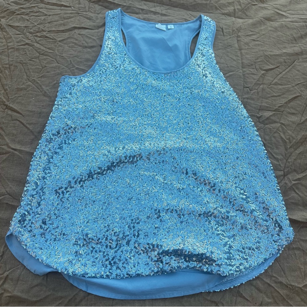 GAP Sparkling Silver Sequin Tank Top Size Medium